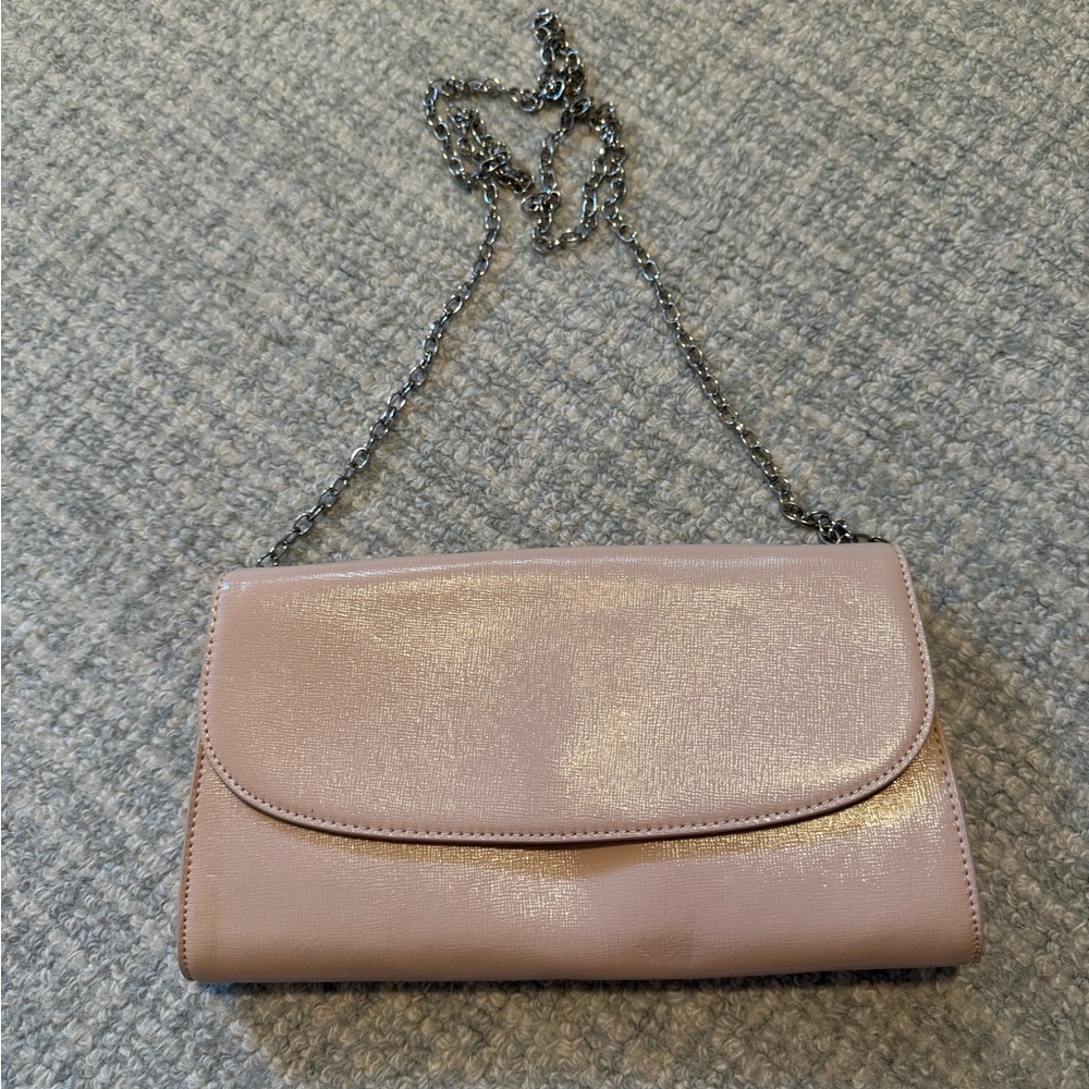 Halogen Shimmering Pink Chain Clutch